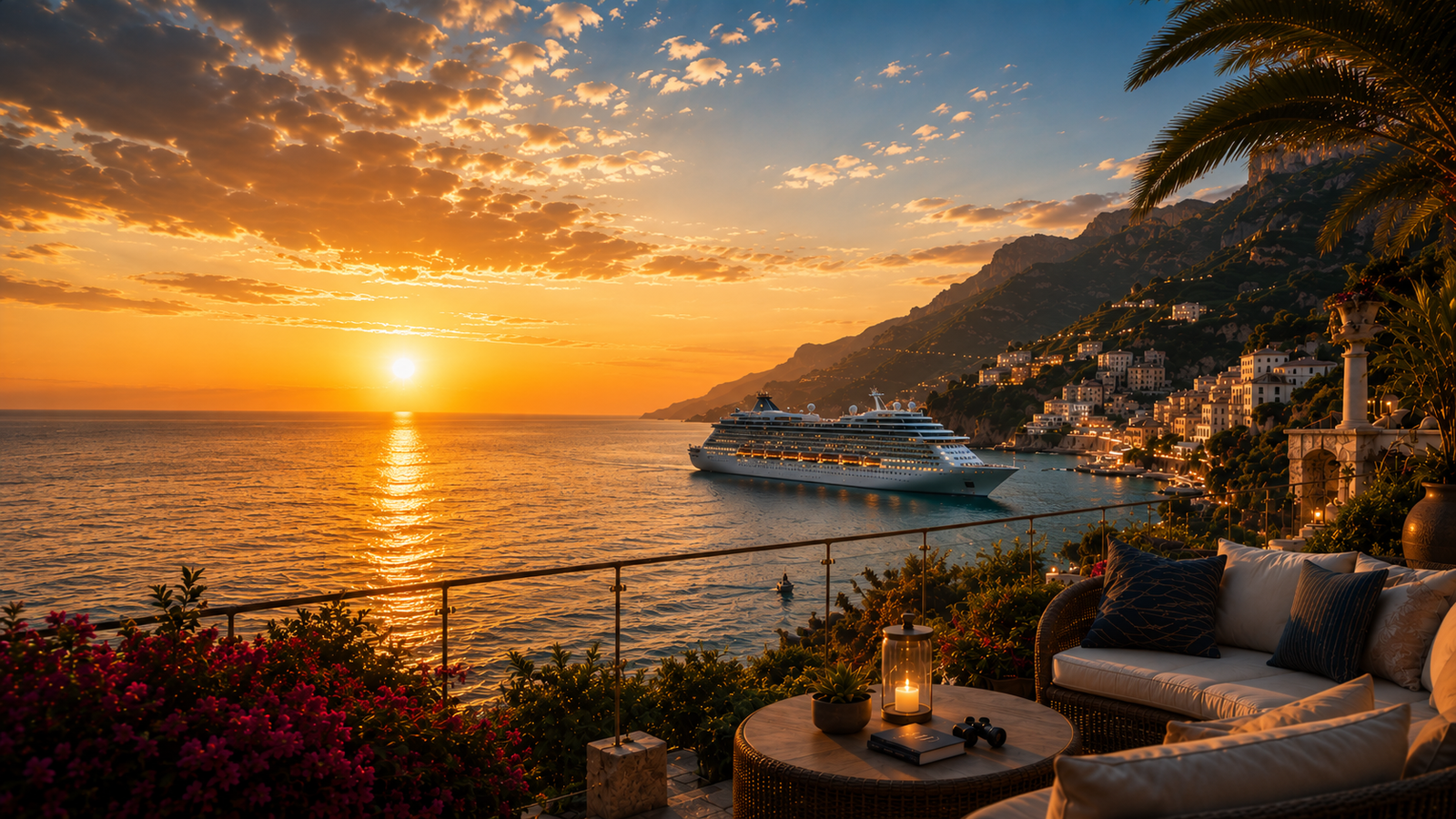 KAYLOU Travel cruise ship sailing through cinematic ocean scenery